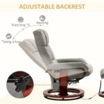 Massage Recliner Chair with Ottoman, Swivel Recliner and Footrest, Faux Leather Reclining Chair with Remote Control, 10 Vibration Point and Side Pocket, Gray