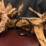 Retro Obsidian Elastic Handmade Mens Bracelet