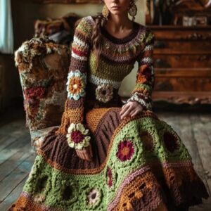 Women’s Vintage Cable-knit Long-sleeved Sweater