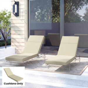 Chaise Lounge Cushion, 4" Thick Outdoor Lounge Chair Cushions with Ties for Patio, 26" x 80 ", Cream White