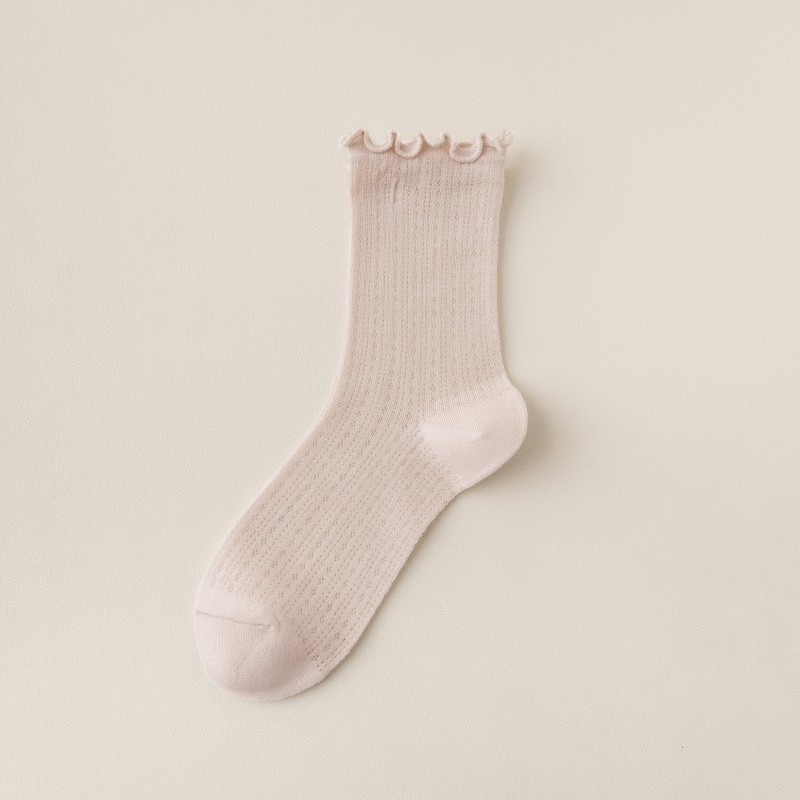 Summer Socks For Children Fungal Edge Thin Mesh Loose Mouth Stacked Breathable Middle Tube Socks