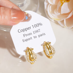 Simple Full-Diamond Horseshoe-Clasp Earrings For Women