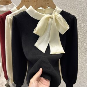 New Stylish Puff-sleeve Top Base-layer Sweater