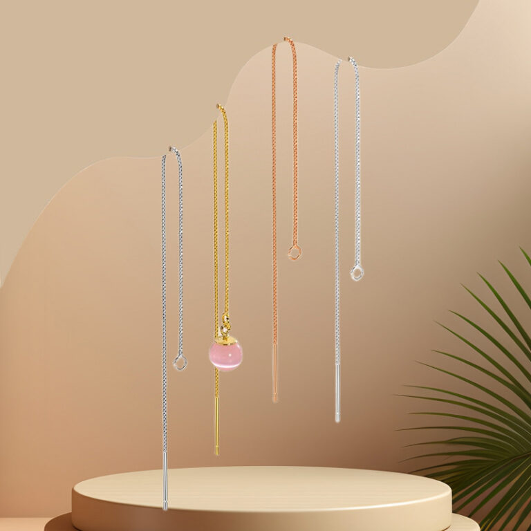 S925 Sterling Silver Box Chain Open-End Hoop Earrings