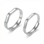 925 Sterling Silver Elegant S925 Sterling Silver Wavy Adjustable Rings for Couples
