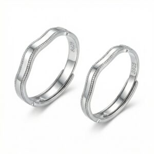 925 Sterling Silver Elegant S925 Sterling Silver Wavy Adjustable Rings for Couples