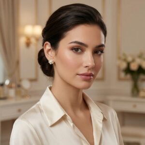 925 Sterling Silver Elegant Flower-Shaped Cultured Pearl and Sparkling Cubic Zirconia Stud Earrings