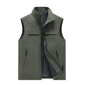 Thin Solid Colored Sports Style Casual Stand Up Collar Vest