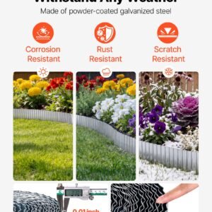 Galvanized Steel Landscape Edging, 50 Ft X 6 In Metal Edging For Landscaping With Gloves, Easy-to-Install Bendable Metal Strips, Heavy Duty Metal Garden Edge Border For Flower Bed, Yard Pathway