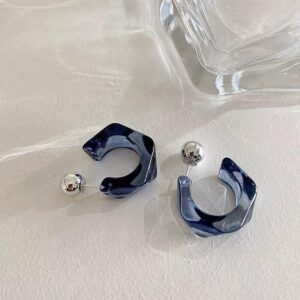 1 Pair Korean Trendy Acrylic C-Shaped Hoop Earrings, Youthful, Stylish & Exquisite Personalized Design Earrings For Women