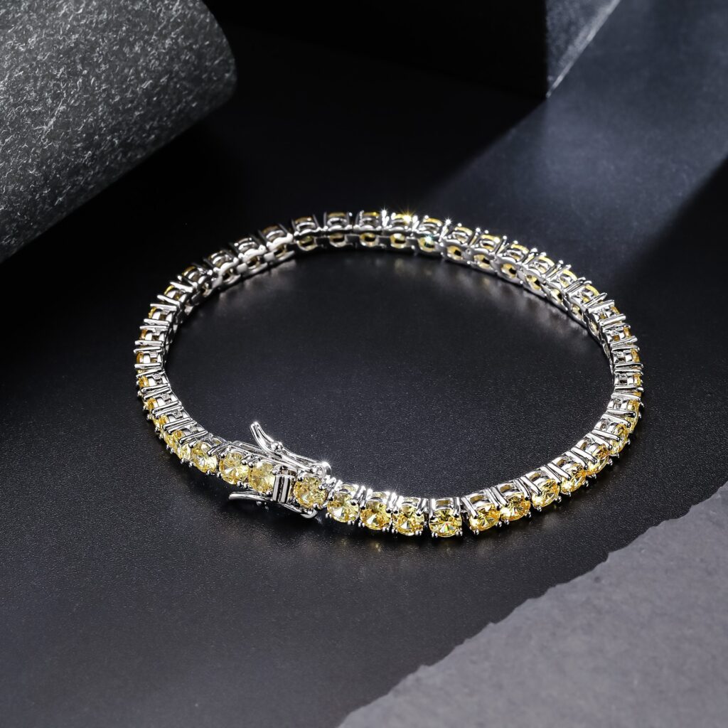 European And American-style Colorful Zircon Single-row Tennis Bracelet Jewelry