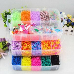 15000Pcs Kit Box Rubber Loom Bands Children Mult-color Make Woven Bracelet DIY