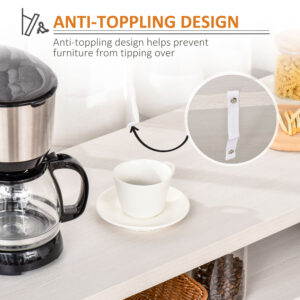 Farmhouse Sideboard Buffet Cabinet, Coffee Bar Cabinet with Storage Shelves, Kitchen Cabinet with 2 Framed Glass Doors and Anti-Topple, White