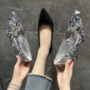 2026 New Arrival Women’s Pointed-Toe Wedge Heels Stylish Minimalist Slip-On Pumps Versatile Elegant Design