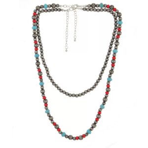 Cross-border New Earrings And Necklace 2-piece Set Fashion Turquoise Beaded Earrings And Necklace