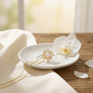 925 Sterling Silver Elegant Pearl Blossom Pendant Necklace with Sparkling Accents