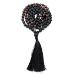 Tassel Long Necklace 108 Beads Handmade Natural Stone Layered Style