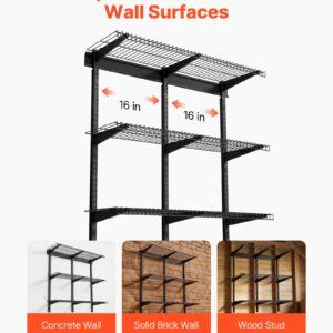3-Tier Heavy Duty Wall Garage Shelving, 0.9 X 3 Ft Steel Wall Mounted Shelving Unit, 11 X 36 Inch Per Shelf Floating Storage Metal Rack For Garage With 450 Lbs Total Weight Capacity, Black