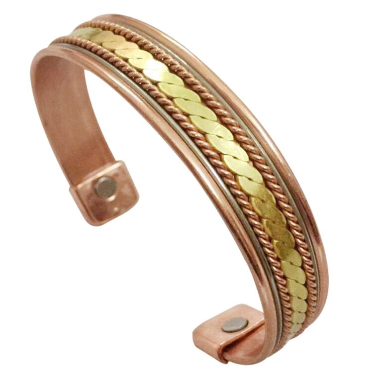 Woven Fried Dough Twists Simple Retro Women’s Health Care Magnetic Electroplating Open Bracelet