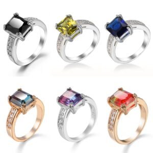 Women's Simple Square Zircon Ring