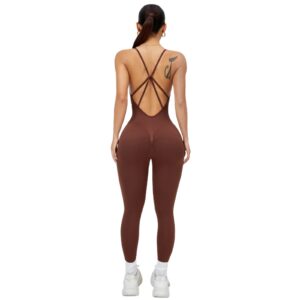 Back-revealing, Non-padded, Tight-fitting Fitness Leggings Jumpsuit