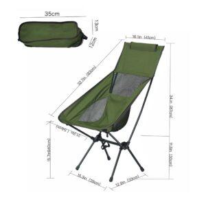 Folding High Back Camping Chair With Head Support Stable Portable Lightweight UK