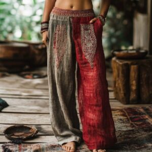 Ladies Cotton And Linen Casual Wide-leg Pants