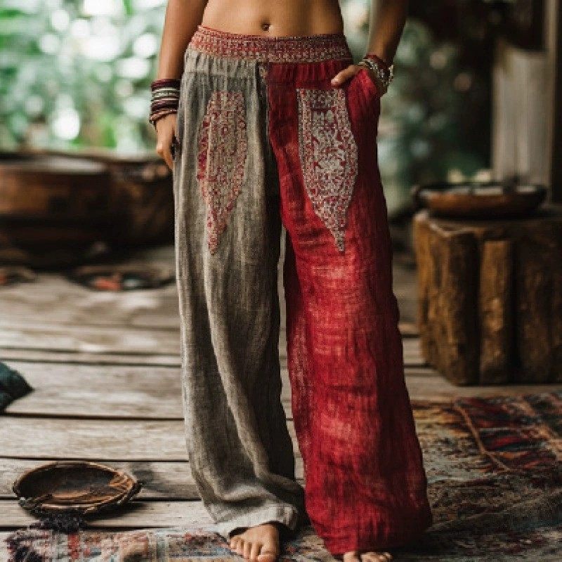 Ladies Cotton And Linen Casual Wide-leg Pants