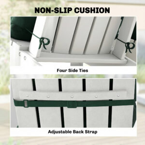 Outdoor Adirondack Chair Cushions Set of 2, Tufted High Back Patio Chair Cushions, Dark Green