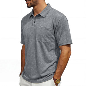 Men's Distressed Lapel Polo Shirt Loose Short-Sleeve T-Shirt
