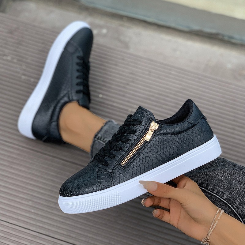 Versatile Women’s Casual Sneakers With Side Zipper