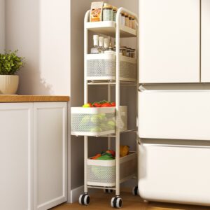 Compact Trolley With Narrow Drawers Cabinet For Storage Bathroom Refrigerator