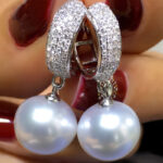 Baroque-style Pearl And Zircon Earrings For Women