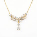 925 Sterling Silver Elegant Mother of Pearl Floral Necklace with Sparkling Pear-Cut Gemstone Accents