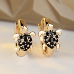 Fashionable Best-Selling Full-Crystal Color Zircon Turtle Earrings