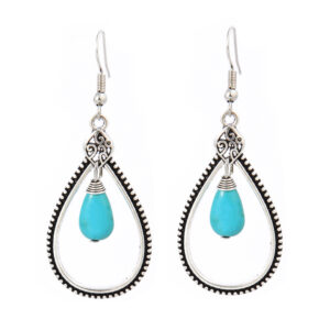 Ethnic Style Silver Geometric Turquoise Earrings