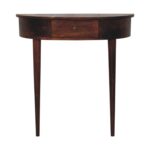 Solid Wood Backless Mounted Chestnut Console, 1 Drawer, Dark Brown