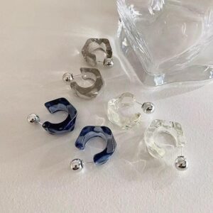 1 Pair Korean Trendy Acrylic C-Shaped Hoop Earrings, Youthful, Stylish & Exquisite Personalized Design Earrings For Women