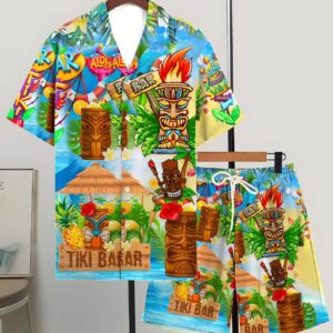 Printed Trendy Loose Short-Sleeve Shirt And Shorts Mens Set