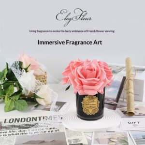 ElegFleur - Medium Glossy Vase Princess Rose Bouquet - Deep Pink