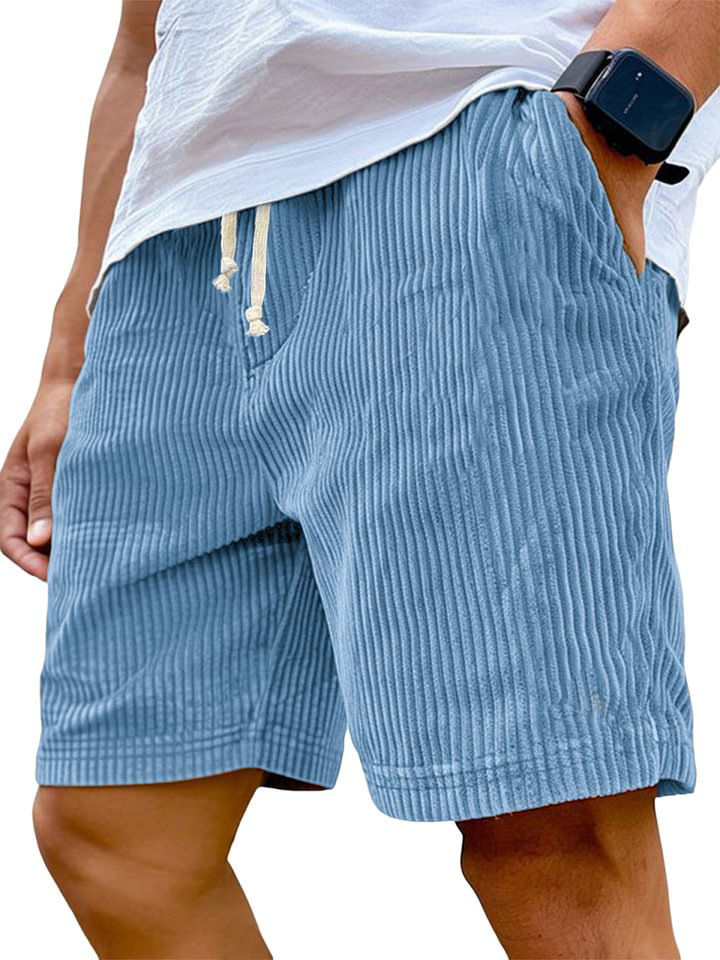 Men's Retro Embroidered Corduroy Fashionable Lace-up Casual Shorts - Image 2