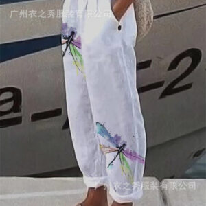 Retro Cotton-Linen Breathable Floral Print Casual Pants For Women