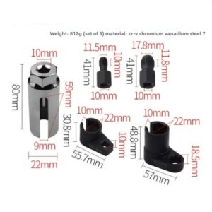 A Set Of 5pcs Oxygen Sensor Sleeve Kit, Suitable For All Vehicles O2 Removal And Installation Universal Puller And Disassembly Tools, 3/8 (10mm), 1/2 (18.5mm), 3/8 (10mm) Oxygen Sensor Sleeve