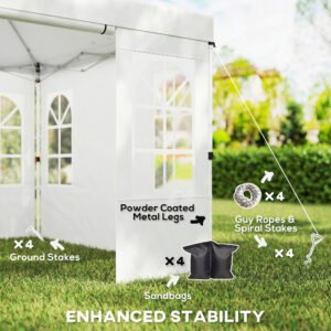 9.6 x 9.6 ft Pop Up Canopy Tent with Sidewalls, One Push Setup, UPF50+ Portable Instant Canopy Shelter, White