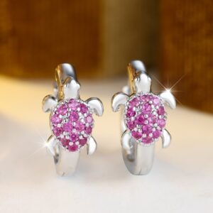 Fashionable Best-Selling Full-Crystal Color Zircon Turtle Earrings