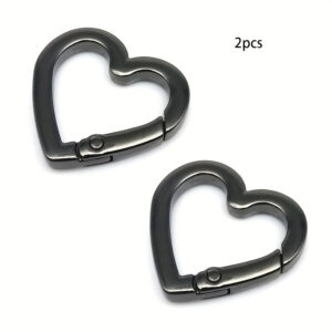 2pcs Spring Gate Heart Shape Ring Open Leather Bag Handbag Belt Strap Buckle Connecter Key Findings Pendant Snap Clip Trigger Hook