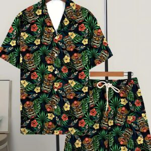 Printed Trendy Loose Short-Sleeve Shirt And Shorts Mens Set