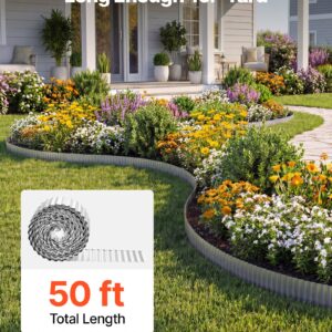Galvanized Steel Landscape Edging, 50 Ft X 6 In Metal Edging For Landscaping With Gloves, Easy-to-Install Bendable Metal Strips, Heavy Duty Metal Garden Edge Border For Flower Bed, Yard Pathway