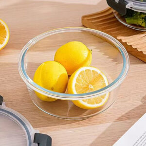 3PCS Borosilicate Glass Lunch Box Food Container Airtight Plastic Lid
