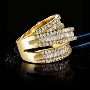 Zircon Ring For Women Three-Row Dense Zircon Hip-Hop